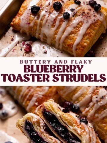 Blueberry toaster pastry pinterest pin with text overlay.