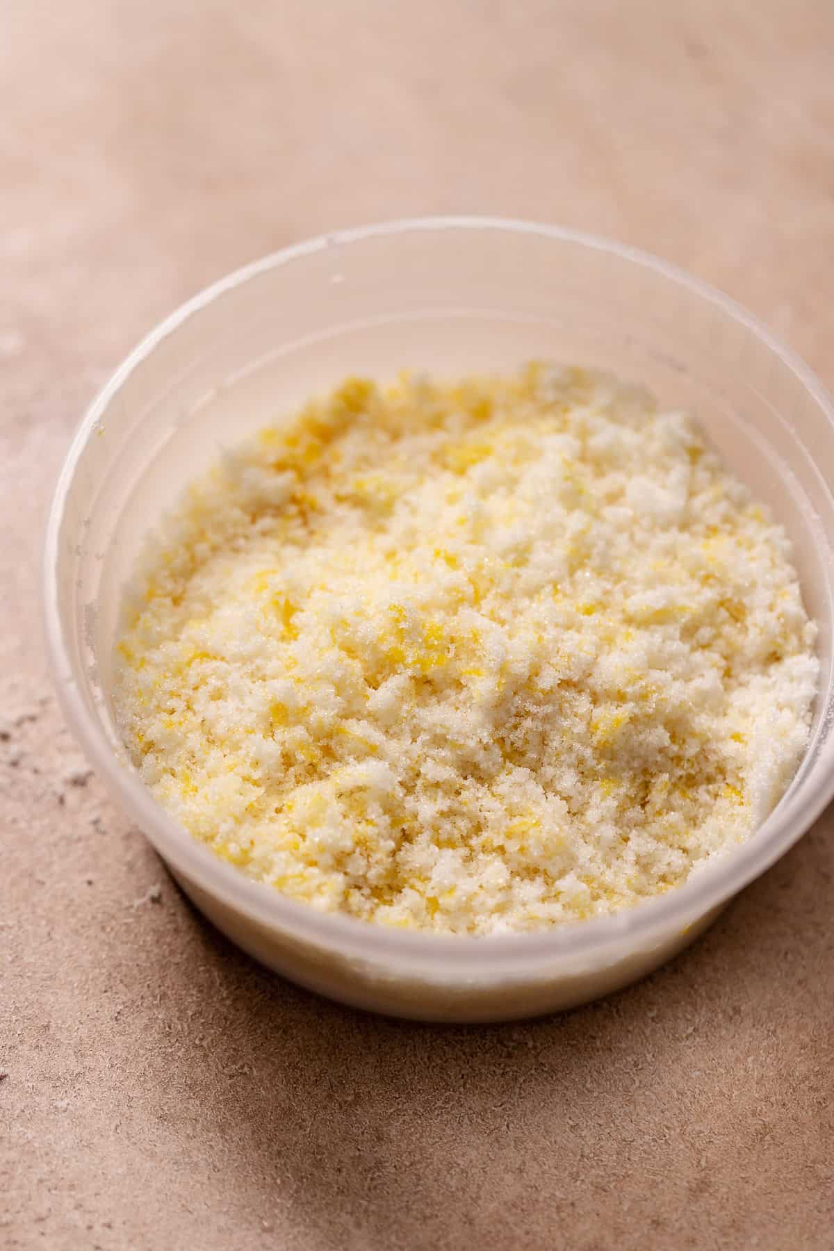 Lemon sugar in a bowl.