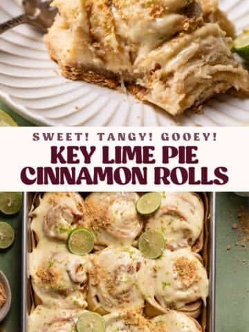 Key lime pie rolls pinterest pin with text overlay.