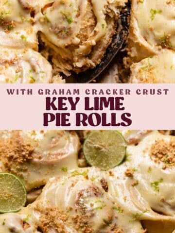 Key lime pie rolls pinterest pin with text overlay.