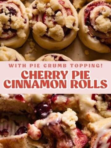 Cherry pie pinterest pin with text overlay.
