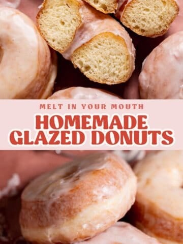 Glazed donuts pinterest pin with text overlay.