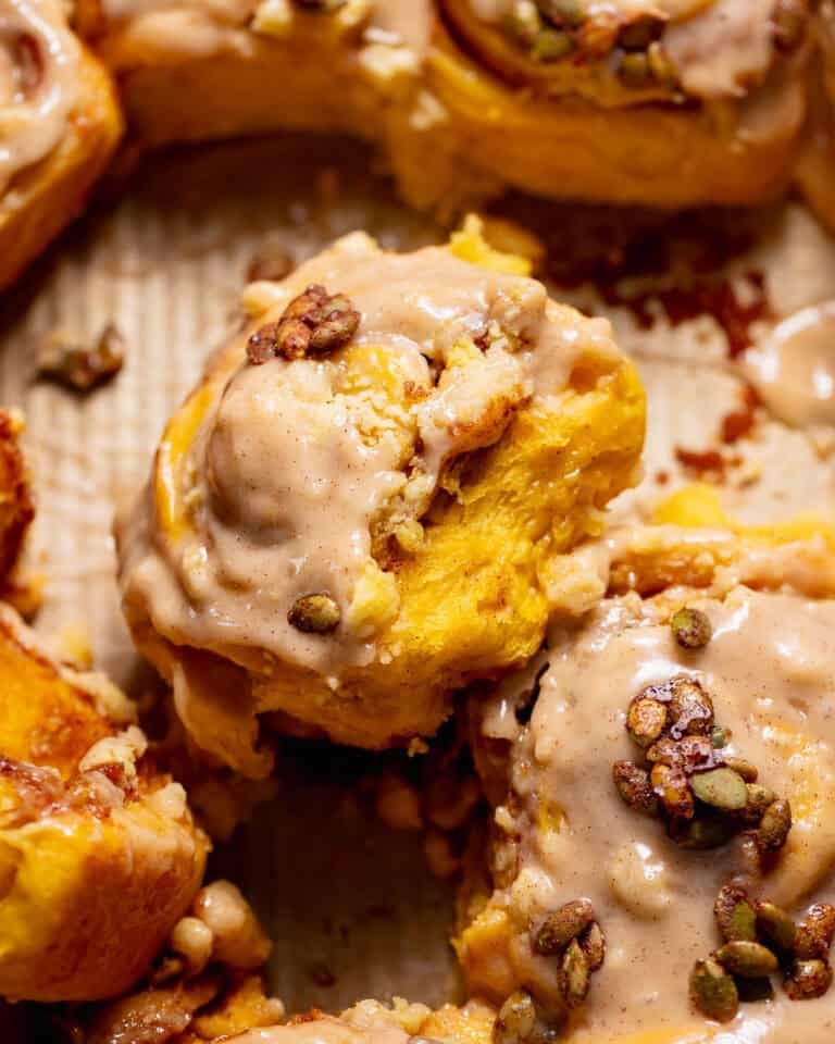 Pumpkin Cinnamon Rolls with Cinnamon Cream Cheese Frosting