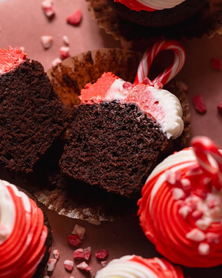 Chocolate Peppermint Cupcakes with Swirled Frosting