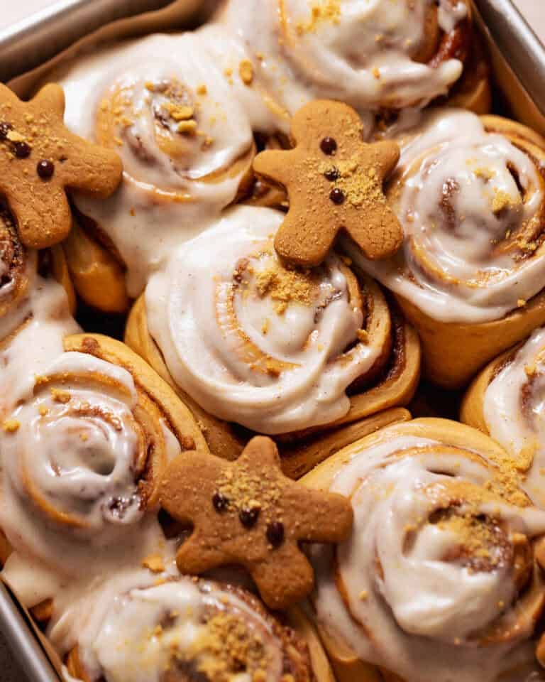 Ultra-Soft Gingerbread Cinnamon Rolls with Molasses Filling