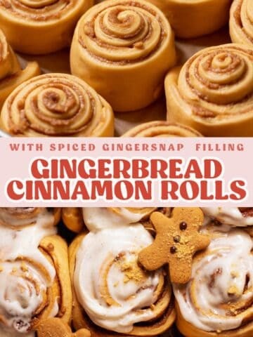 Gingerbread cinnamon pinterest pin with text overlay.