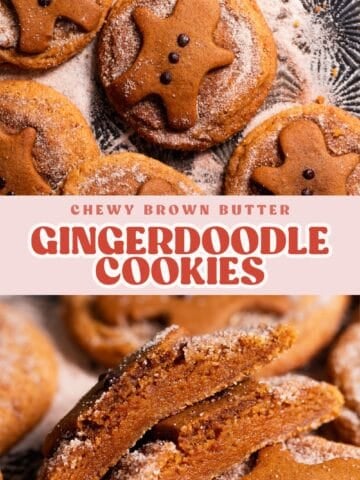 Gingerbread snickerdoodle pinterest graphic with text overlay.