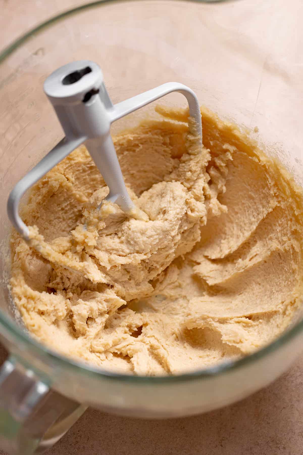 Creamed butter and sugar that is light and fluffy.