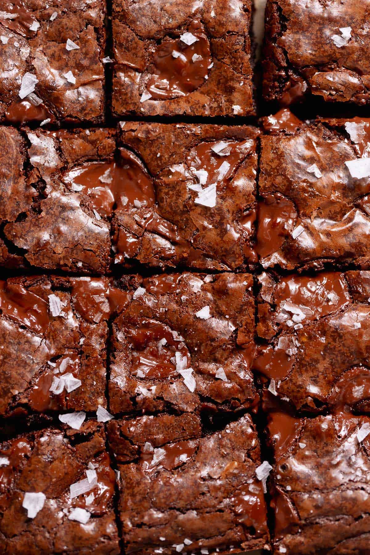 Crackly-top brown butter brownies with melted chocolate.