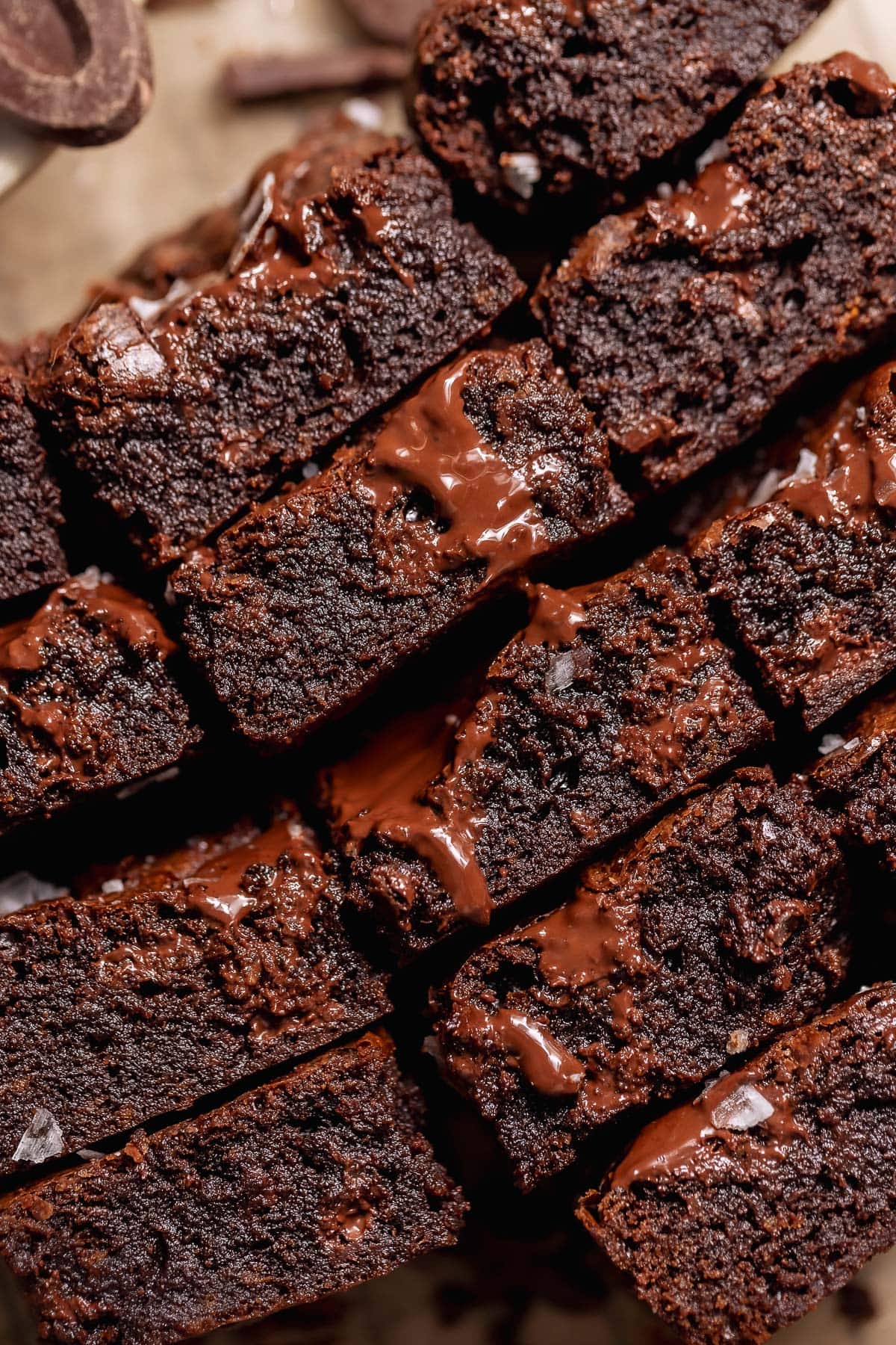 Fudgy brown butter brownies with pools of melted chocolate.