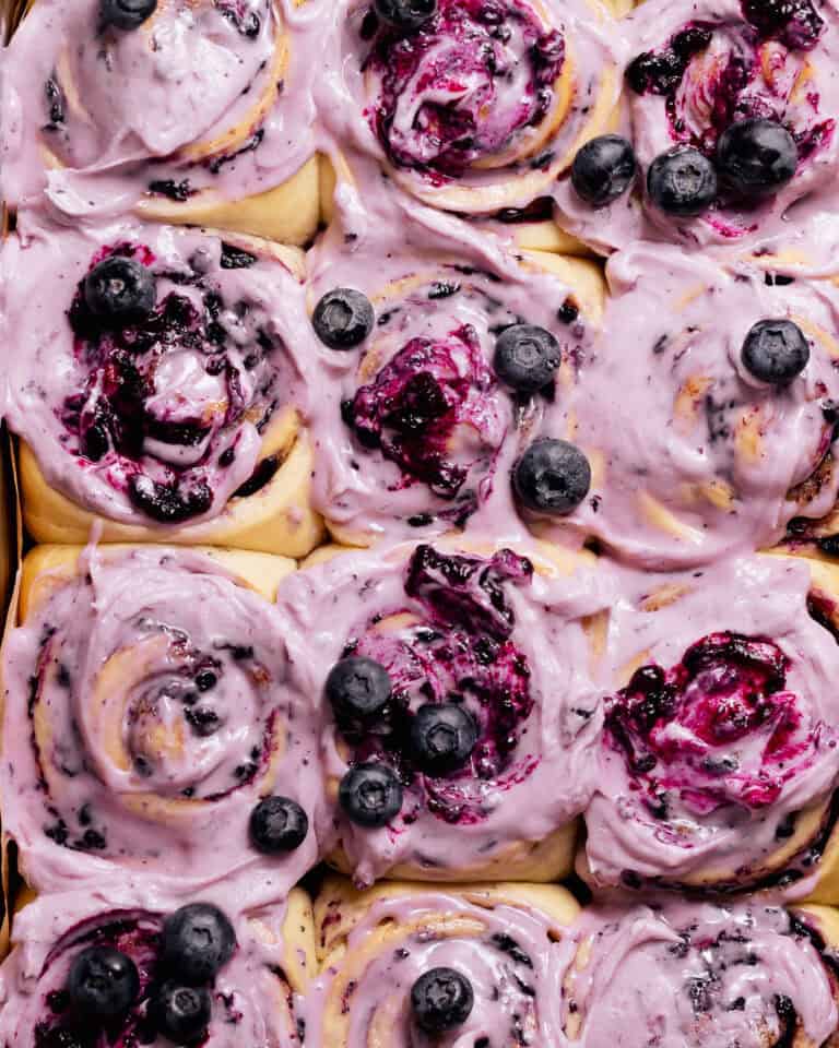 Milk Bread Blueberry Cinnamon Rolls