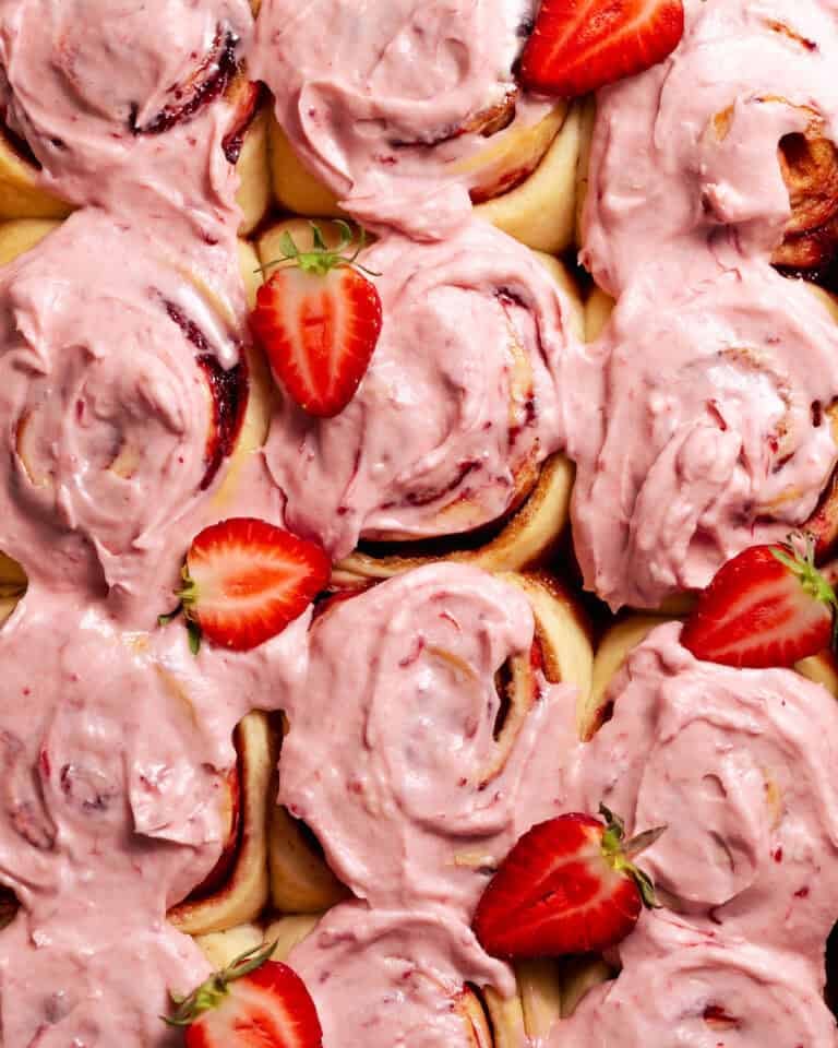 Strawberry Cinnamon Rolls with Milk Bread Dough