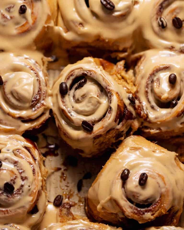 Milk Bread Coffee Cinnamon Rolls with Coffee Frosting