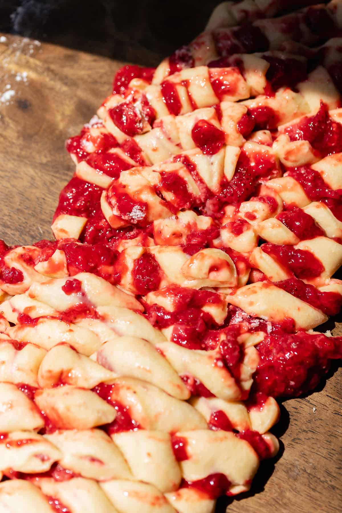 Fritter dough cut into cubes.